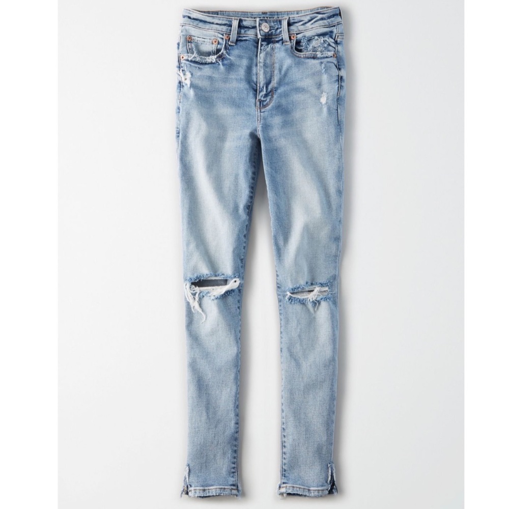 AE Super High-Waisted Blue Jeggings